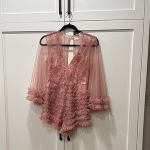 L'ATISTE Pink Lace Ruffle Chemise